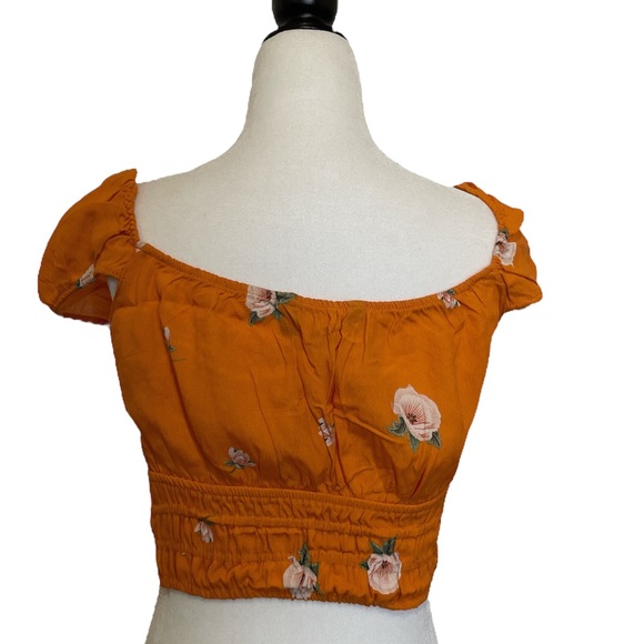 Zara orange floral milkmaid crop top - Picture 7 of 13